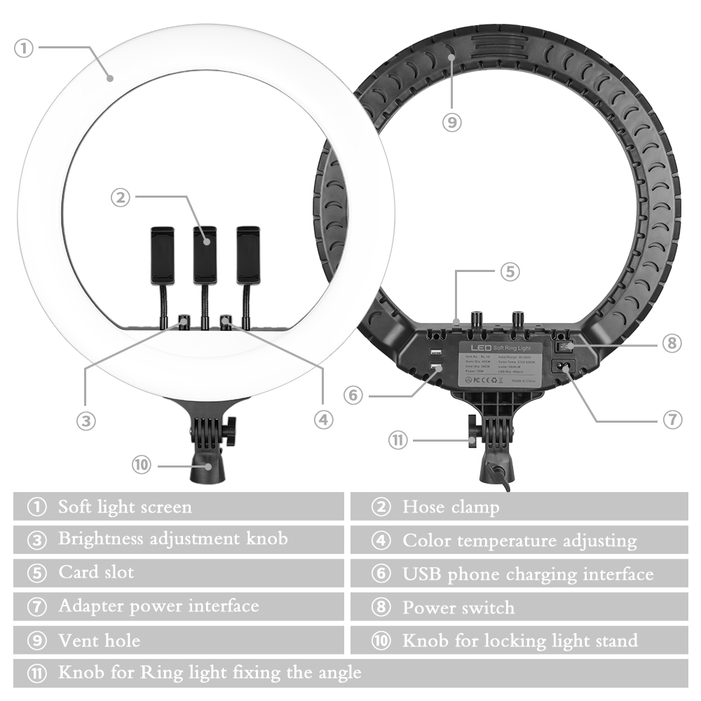 SH 18 Inch Knob Ring Light LED - Photography Lighting Overhead 评论和价格