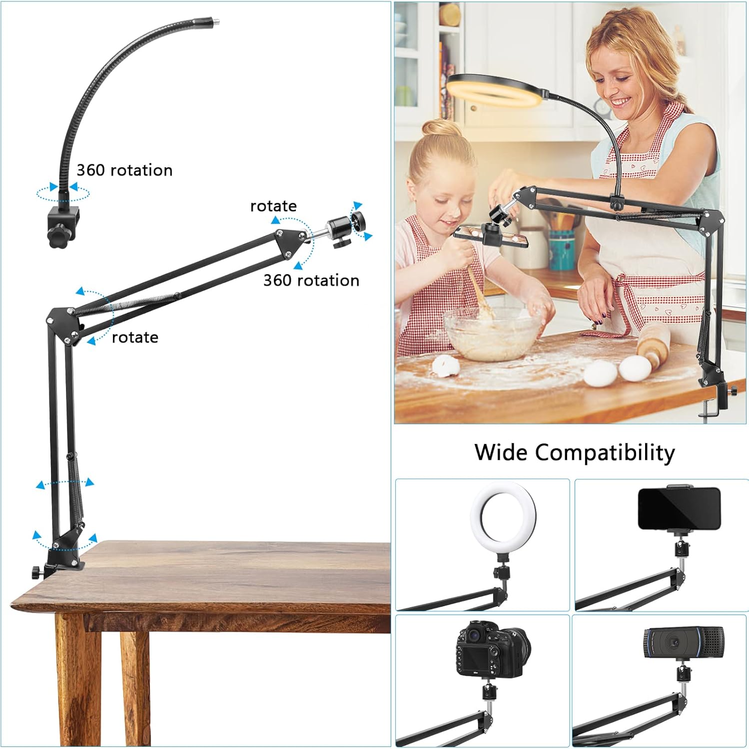 Ring Light with Stand and Phon - Photography Lighting Overhead 评论和价格